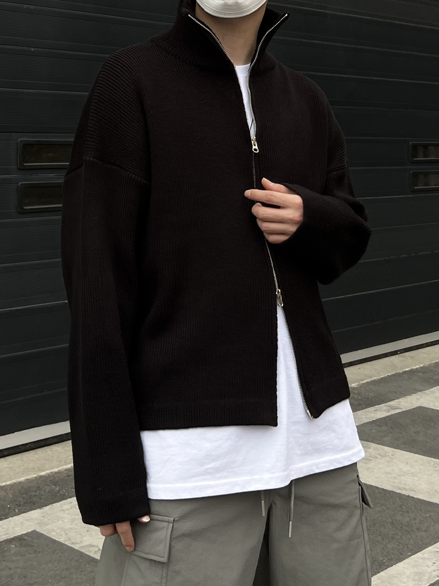 Two-way High-neck Zip-up Knit (2color)
